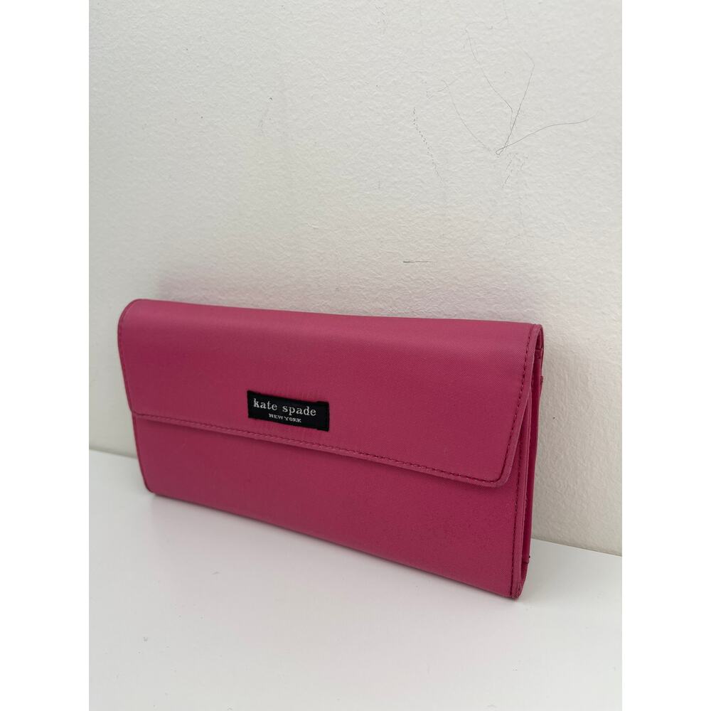 VTG Kate Spade Bubblegum Pink Foldover Clutch Wallet Barbiecore Card Money Y2K - Picture 3 of 10